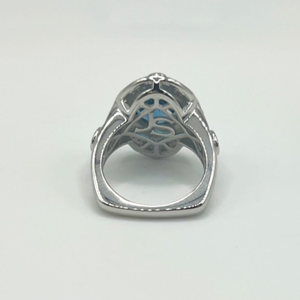 London Blue Topaz and Sky Blue Topaz Ring in 925 Sterling Silver - Picture 4 of 4